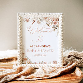 Boho Pampas Grass Neutralt Baby Shower Välkommen Poster