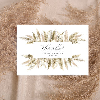 Boho Pampas Grass Neutralt Rustic Design Bröllop Tack Kort
