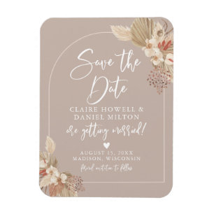 Boho Pampas Grass-Neutralter sparar datum Magnet