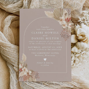 Boho Pampas Grass Neutralts bröllop Spara Datumet