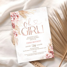 Boho Pampas Grass Oh Baby Shower-inbjudan