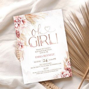 Boho Pampas Grass Oh Baby Shower-inbjudan Inbjudningar