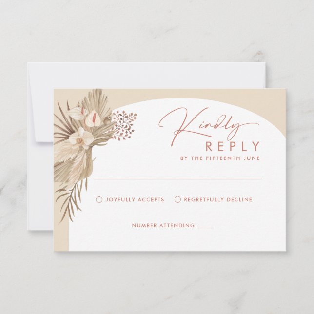 Boho Pampas Grass OSA Reply Card (Framsida)