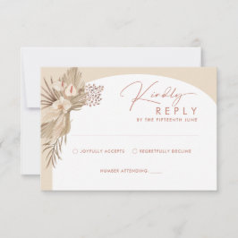Boho Pampas Grass OSA Reply Card Kort