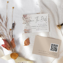 Boho Pampas Grass Overlay QR-kod Bröllop Spara Datumet