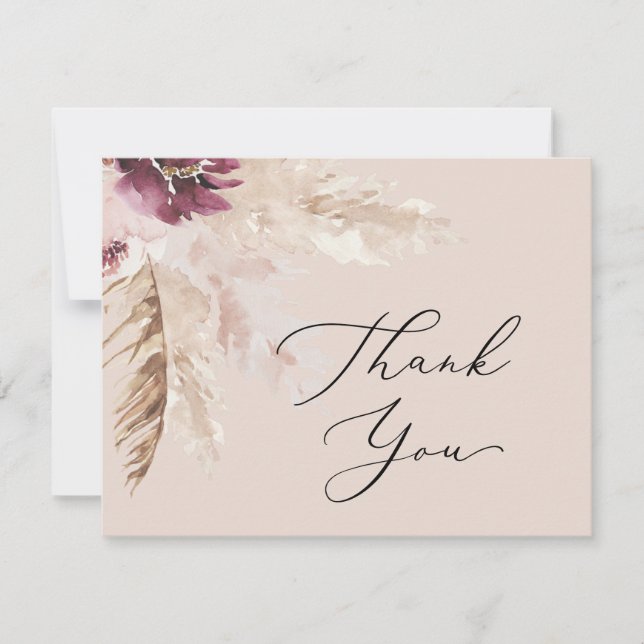 Boho Pampas Grass | Peach-tackkort Tack Kort (Framsida)