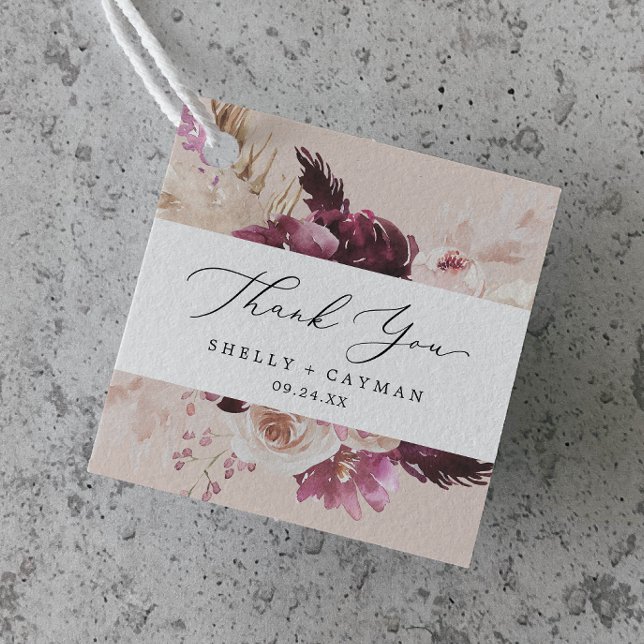 Boho Pampas Grass | Persika Tack Gåvor Etiketter (Skapare uppladdad)