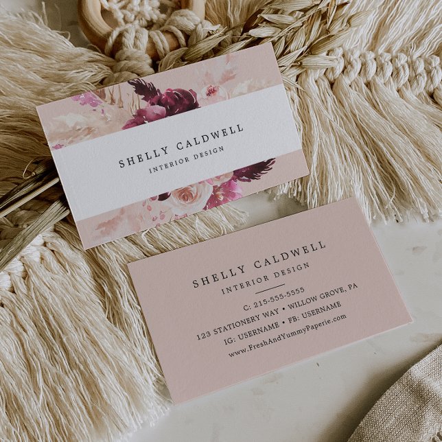 Boho Pampas Grass | Persikofärgat Affärskort Visitkort (Skapare uppladdad)