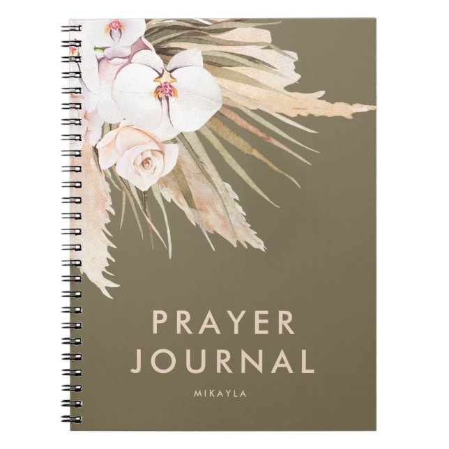 Boho Pampas Grass Personlig Prayer Journal Anteckningsbok (Framsidan)