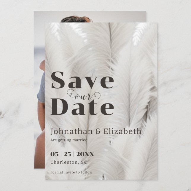 Boho Pampas Grass Photo Spara Datumet (Fram/baksida)