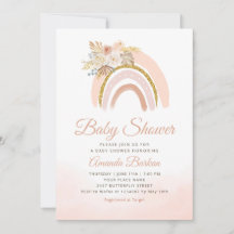 Boho Pampas Grass pink Rainbow girl Baby Shower