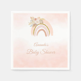Boho Pampas Grass pink Rainbow girl Baby Shower Pappersservett