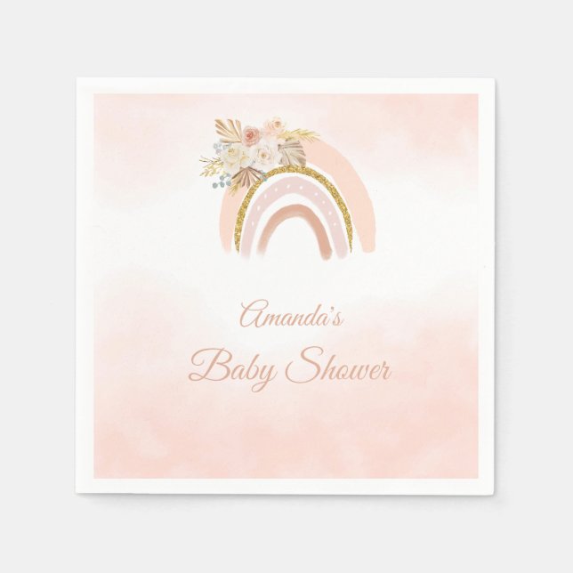 Boho Pampas Grass pink Rainbow girl Baby Shower Pappersservett (Framsidan)