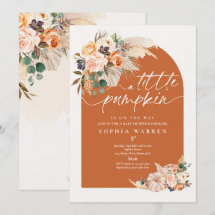 Boho Pampas Grass Pumpkin Baby Shower Burnt Orange Inbjudningar