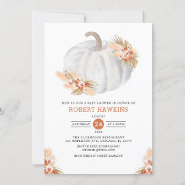 Boho Pampas Grass Pumpkin Baby Shower Inbjudningar