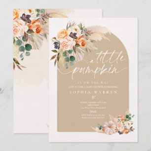 Boho Pampas Grass Pumpkin Baby Shower Muted Tones Inbjudningar