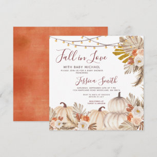 Boho Pampas Grass Pumpkin Fall i Kärlek Baby Showe Inbjudningar