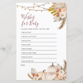 Boho Pampas Grass Pumpkin Önskemål för Baby