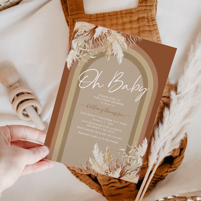 Boho Pampas Grass Rainbow Baby Shower-inbjudan Inbjudningar (Skapare uppladdad)