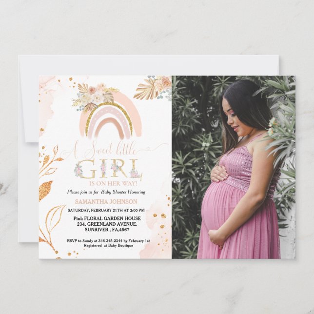 Boho Pampas Grass Rainbow Desert Girl Shower Inbjudningar (Framsida)