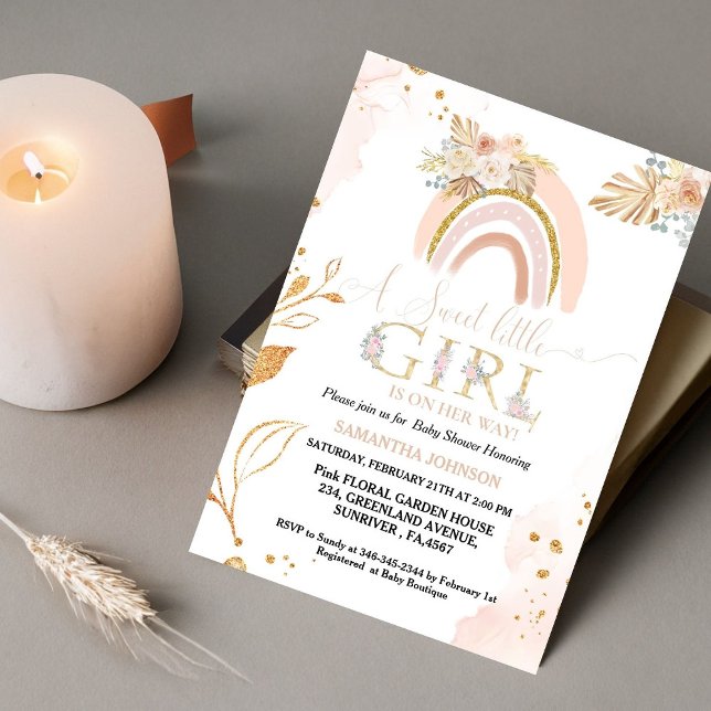 Boho Pampas Grass Rainbow Desert Girl Shower Inbjudningar (Skapare uppladdad)