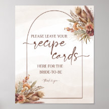 Boho Pampas Grass Recipe-kort - tecken