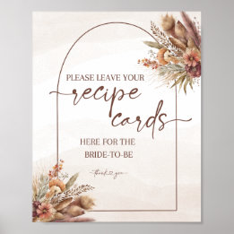 Boho Pampas Grass Recipe-kort - tecken Poster