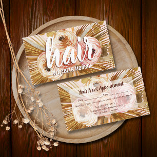 Boho Pampas Grass Ro Hair Stylist Salon Tidsbeställning Kort