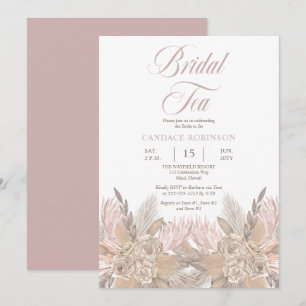 Boho Pampas Grass Ro Neutralt Möhippa Tea Shower Inbjudningar