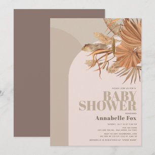 Boho Pampas Grass Rosa Baby Shower Inbjudningar