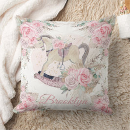 Boho Pampas Grass Rosa Blommigt Rocking Horse Kudde