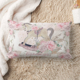 Boho Pampas Grass Rosa Blommigt Rocking Horse Lumbarkudde