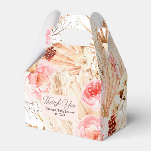 Boho Pampas Grass Rosa Flower Flicka Shower Fav Presentaskar