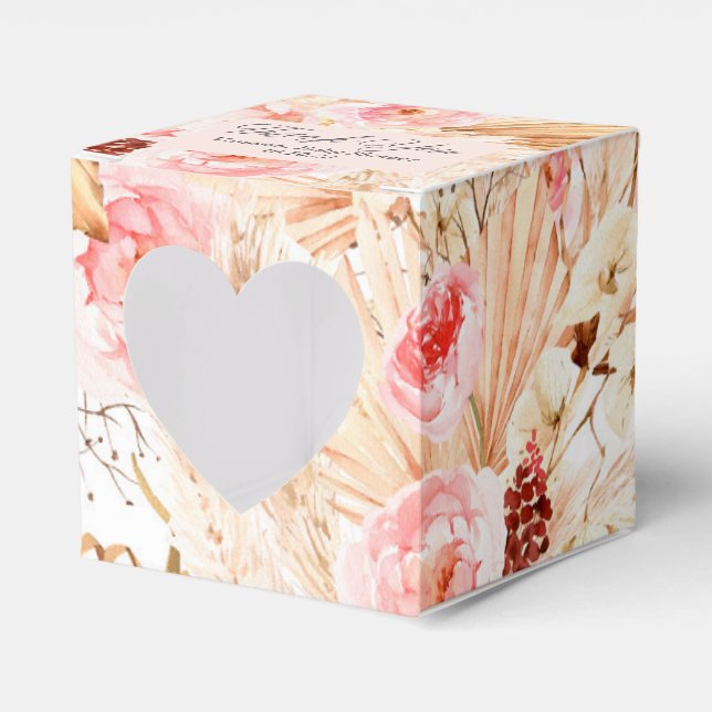 Boho Pampas Grass Rosa Flower Flicka Shower Fav Presentaskar (Framsidan Sidan)