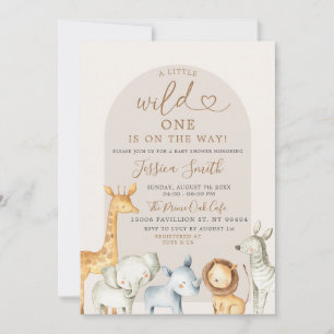 Boho Pampas Grass Safari Vild en babyskor Invi Inbjudningar