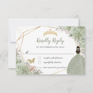 Boho Pampas Grass Sage Grönt Blommigt Quinceañera OSA Kort