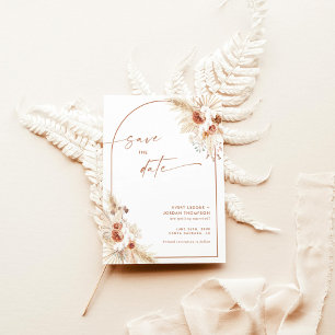 Boho Pampas Grass Save Date Inbjudan
