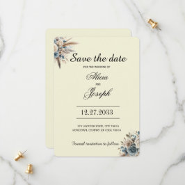 Boho Pampas Grass Save the Date Spara Datumet
