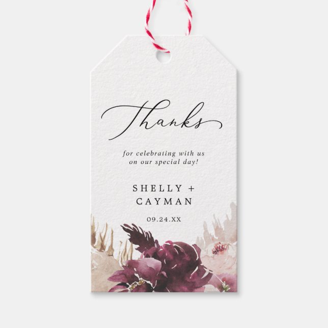 Boho Pampas Grass Tack Favor Presentetikett (Framsidan)