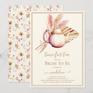 Boho Pampas Grass Tea Party Möhippa Inbjudningar