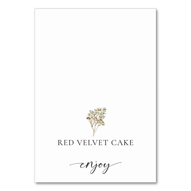 Boho Pampas Grass Tent Food Label Bröllop Buffet Bordsnummer (Framsidan)