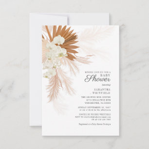 Boho Pampas Grass Terracotta Baby Shower Inbjudningar