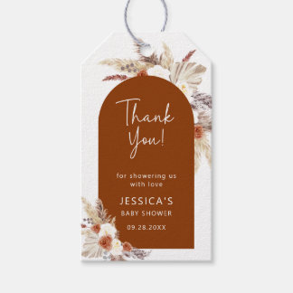 Boho Pampas Grass Terracotta Baby Shower Tack Presentetikett