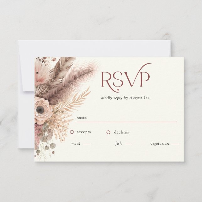 Boho Pampas Grass Terracotta Bröllop OSA Card (Framsida)