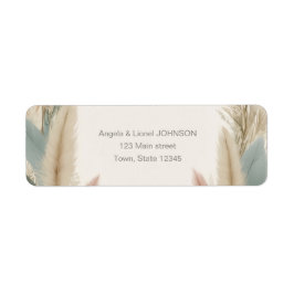 Boho Pampas Grass Terracotta Bröllop Returadress Etikett