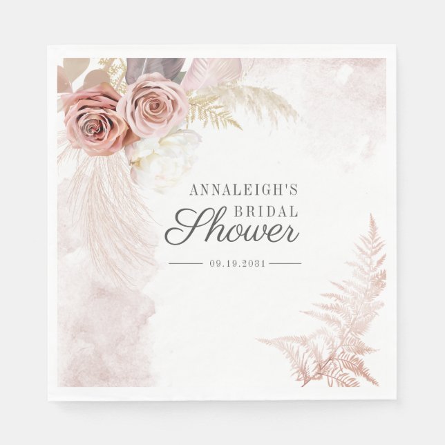 Boho Pampas Grass Terracotta Möhippa Papper Pappersservett (Framsidan)