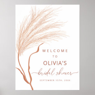 Boho Pampas Grass Terracotta Möhippa Välkommen Poster