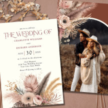 Boho Pampas Grass Terracotta Photo Bröllop