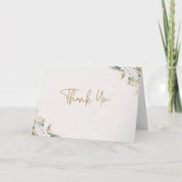 Boho Pampas Grass Thank You Card | Neutral Beige Tack Kort