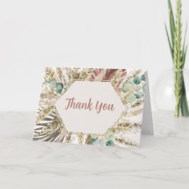 Boho Pampas Grass Thank You Card | Neutral Dried Tack Kort